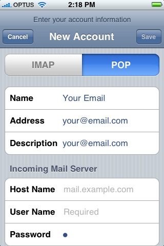 Setting up mail on your iPhone, iPhone 3G or iPhone 3G S